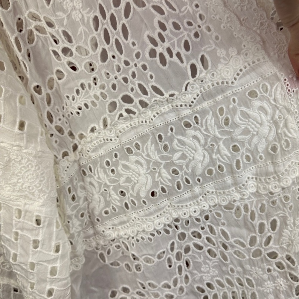 Johnny Was Open Front Drape Floral Embroidered Cardigan White Large - Picture 5 of 7